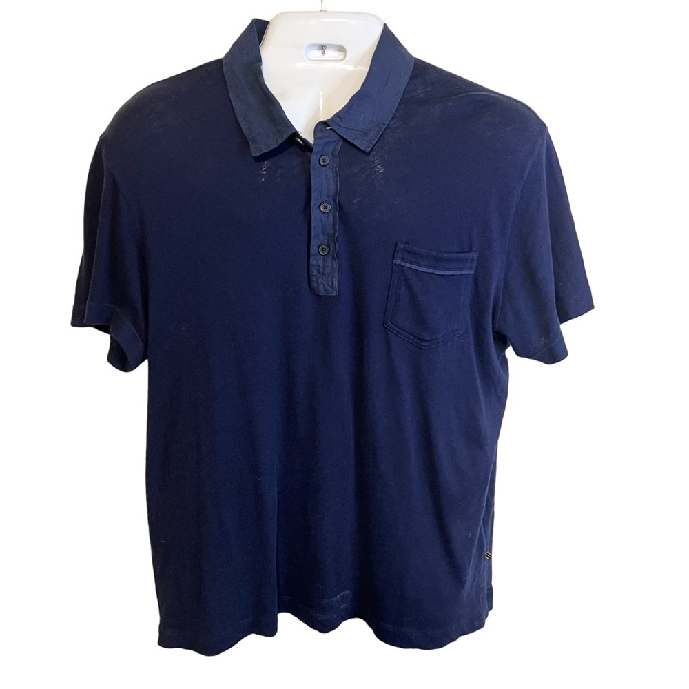Billy Reid Large Cashmere Cotton Shirt Short Sleeve Collar Navy Men’s